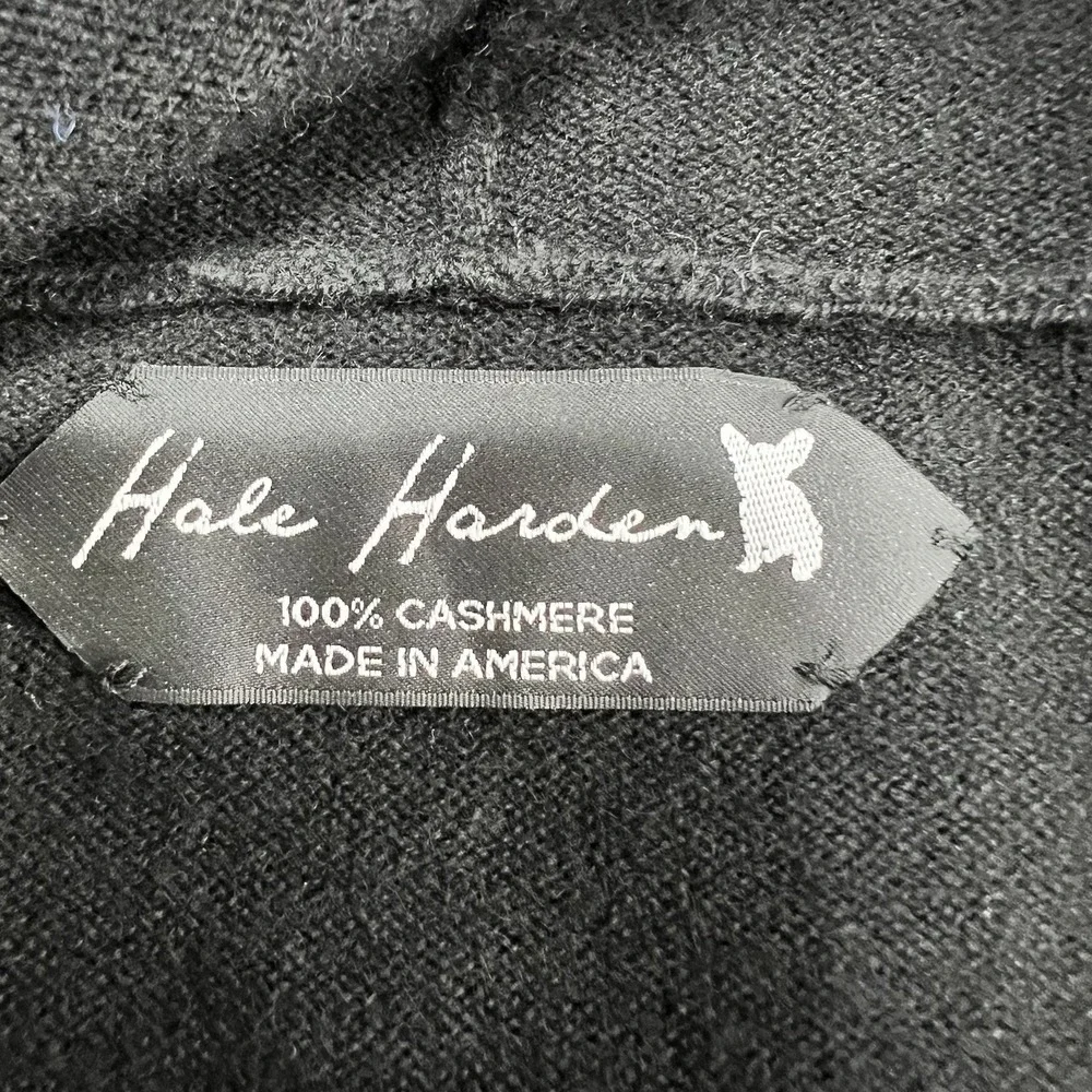 Hale Harden Cashmere Zip Up Hoodie Women's Large Black Quiet Luxury Calf Leather